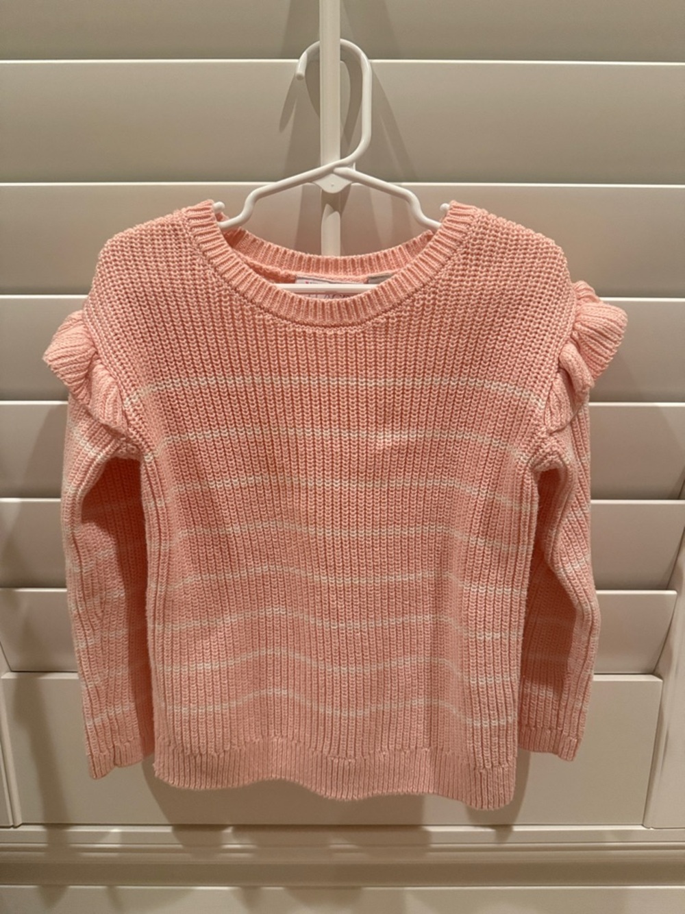 Toddler Pink Ruffle-Shoulder Knit Sweater